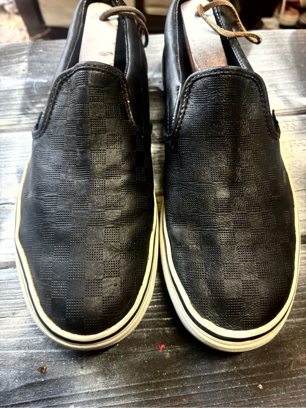 Vans Black Checker Slip-On Loafers